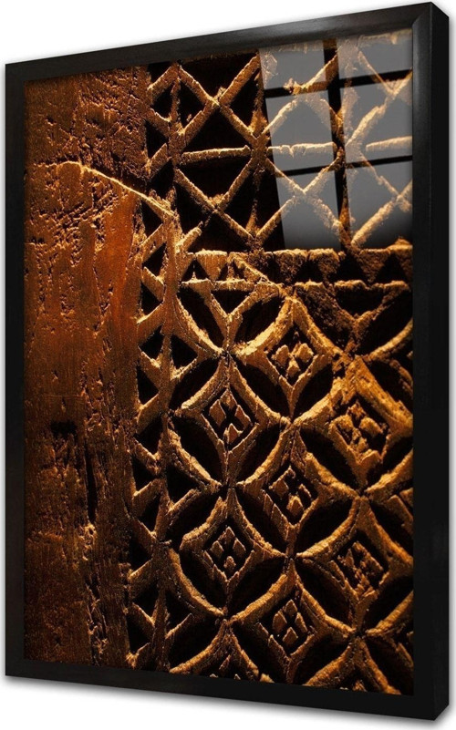Ahşap Oyma Kapı Çerçeveli Cam Tablo 60x90 cm