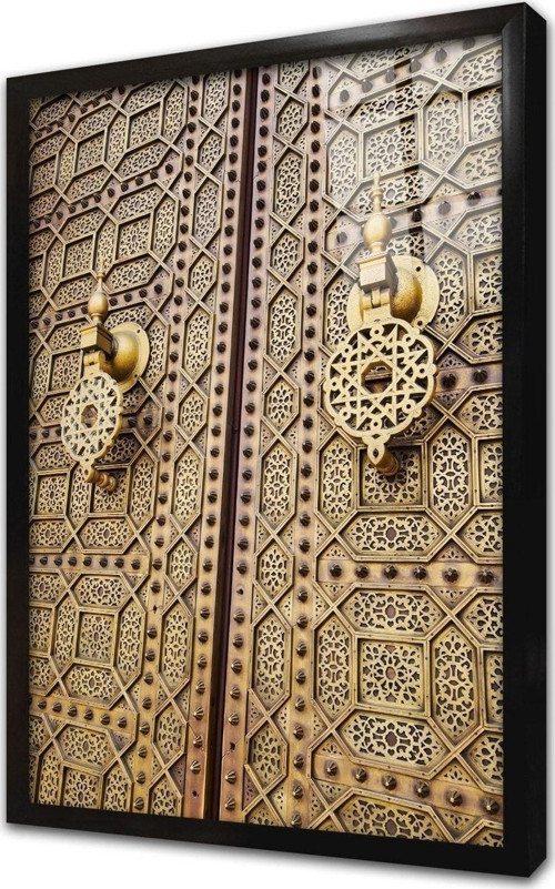 Ahşap Oyma Kapı Çerçeveli Cam Tablo 60x90 cm