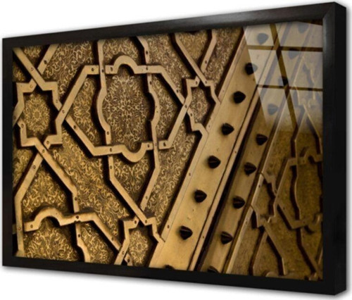 Ahşap Oyma Kapı Çerçeveli Cam Tablo 60x90 cm