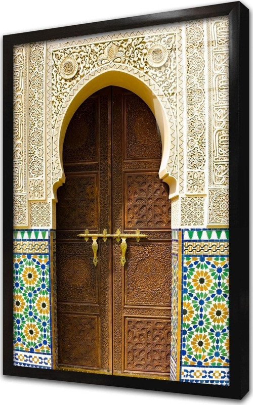 Ahşap Oyma Kapı Çerçeveli Cam Tablo 60x90 cm