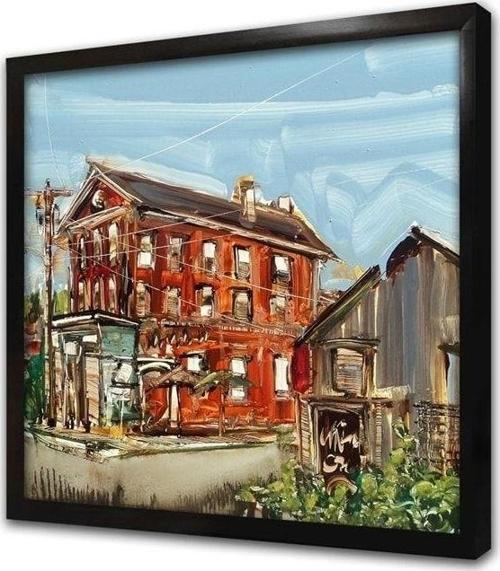 Kahverengi Ev Çerçeveli Mdf Tablo 50x50 cm