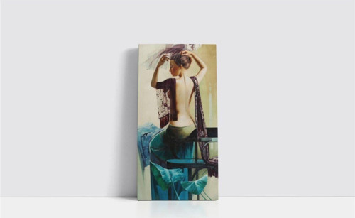 Sırtı Dönük Kadın Çerçeveli Mdf Tablo 40x80 cm