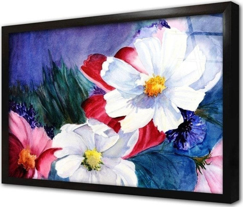 Çiçek Çerçeveli Cam Tablo 30x40 cm