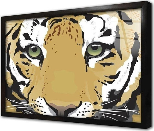 Vahşi Doğa Kaplan Çerçeveli Cam Tablo 60x90 cm