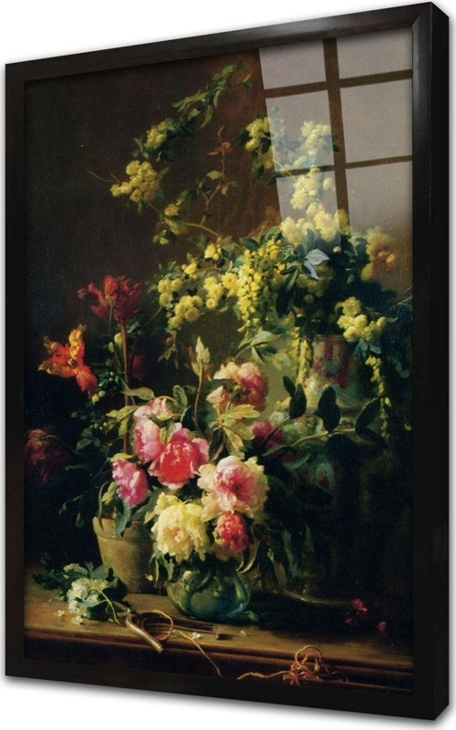 Çiçekler Çerçeveli Cam Tablo 50x70 cm