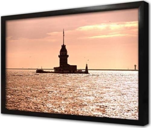 Gün Batımı Kız Kulesi Çerçeveli Cam Tablo 60x90 cm