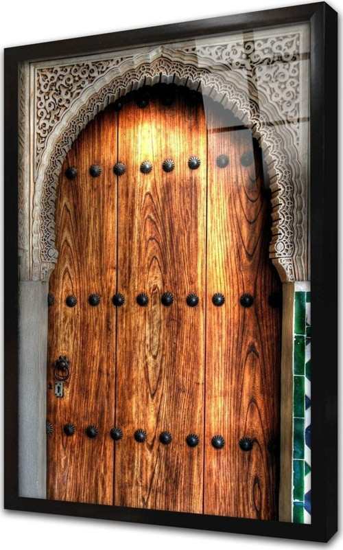 Ahşap Oyma Kapı Çerçeveli Cam Tablo 20x30 cm