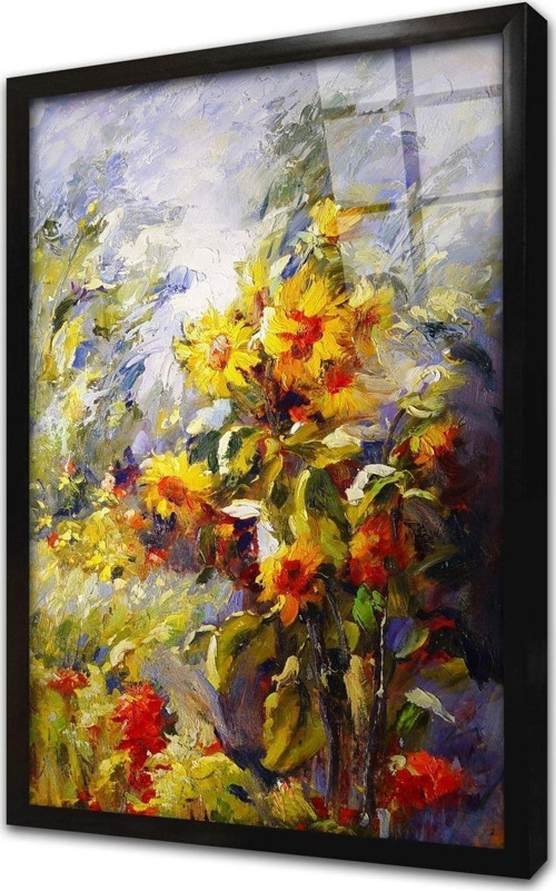 Çiçekler Çerçeveli Cam Tablo 30x40 cm