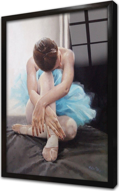 Yorgun Balerin Çerçeveli Cam Tablo 50x70 cm