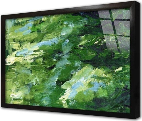 Yeşil Soyut Çerçeveli Cam Tablo 50x70 cm