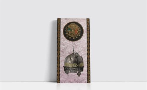 Osmanlı Arması Ve Yeniçeri Miğferi Çerçeveli Mdf Tablo 30x60 cm