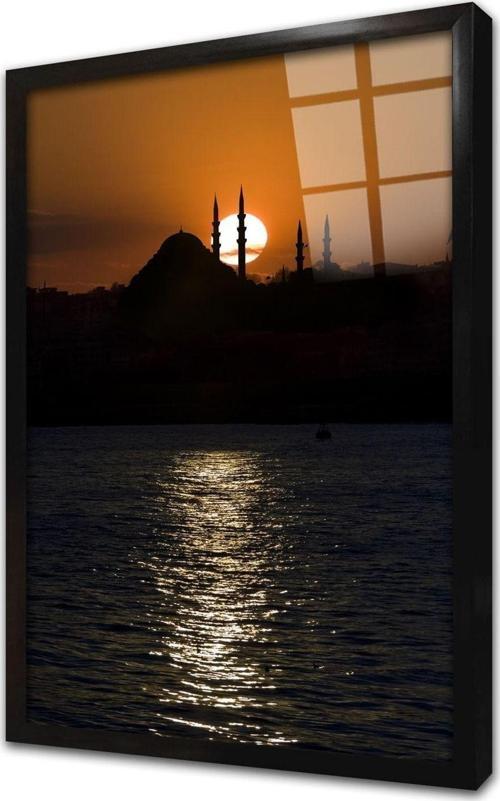 Istanbul Silueti Çerçeveli Cam Tablo 50x70 cm