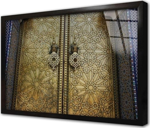 Ahşap Oyma Kapı Çerçeveli Cam Tablo 50x70 cm