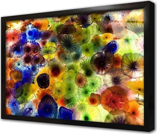 Soyut Çiçek Çerçeveli Cam Tablo 60x90 cm