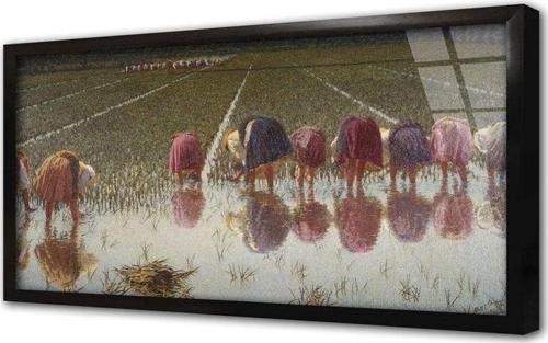 Pirinç Eken Kadınlar Çerçeveli Cam Tablo 20x30 cm