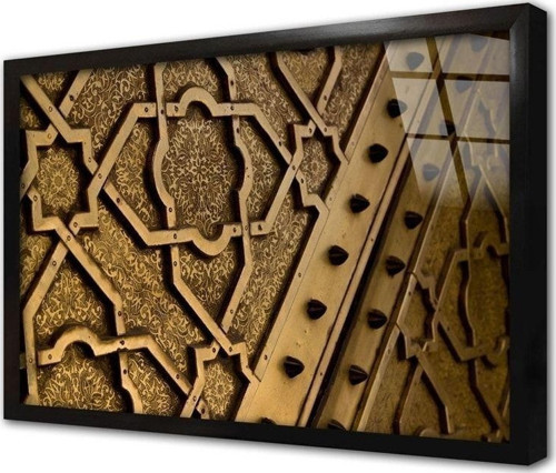 Ahşap Oyma Kapı Çerçeveli Cam Tablo 50x70 cm
