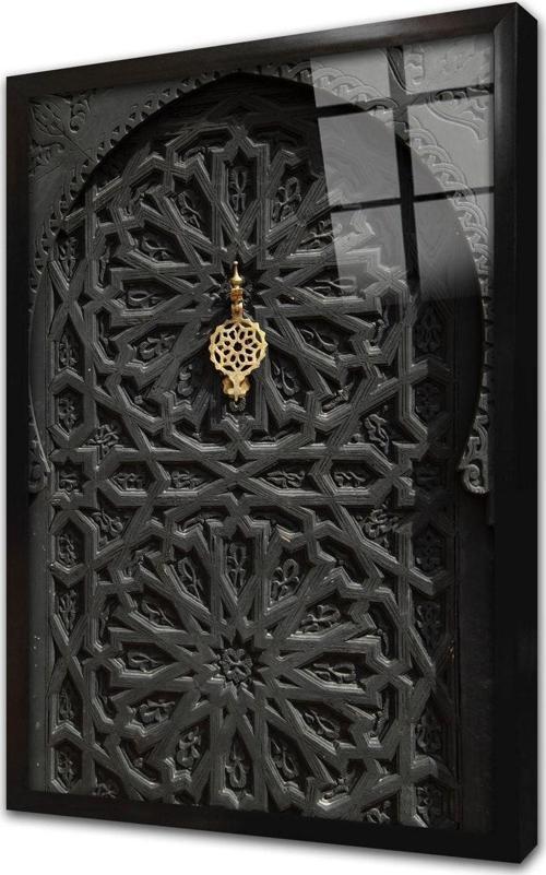 Ahşap Oyma Kapı Çerçeveli Cam Tablo 30x40 cm