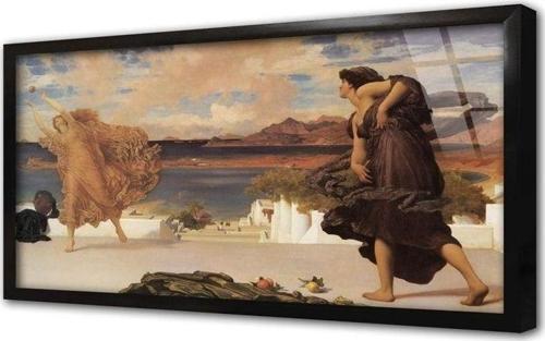 Top Oynayan Grek Kızları L Leighton Çerçeveli Cam Tablo 20x30 cm