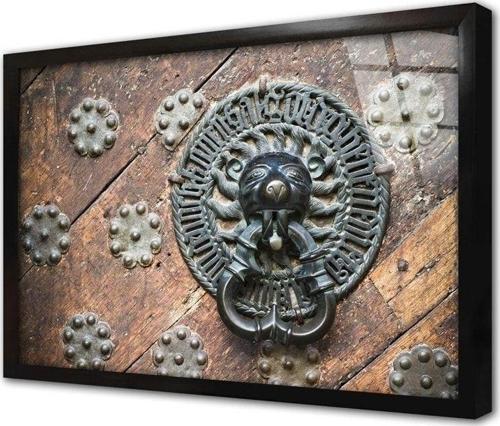 Ahşap Oyma Kapı Çerçeveli Cam Tablo 30x40 cm