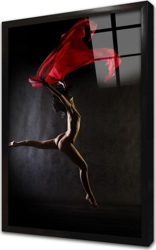 Kırmızı Şallı Kadın Çerçeveli Cam Tablo 30x40 cm