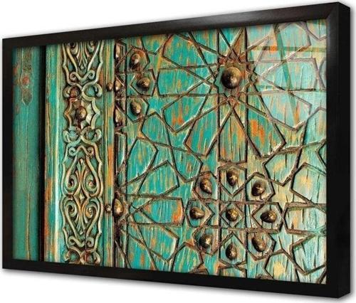 Ahşap Oyma Kapı Çerçeveli Cam Tablo 30x40 cm