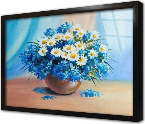 Vazoda Papatyalar Çerçeveli Cam Tablo 20x30 cm
