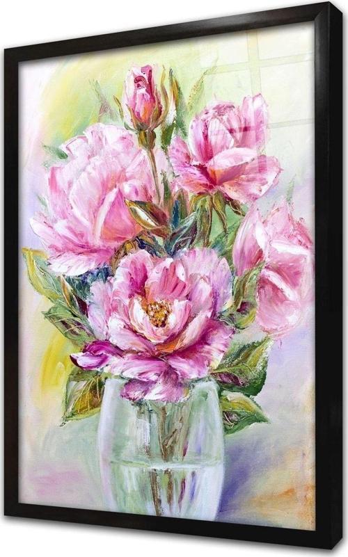Vazoda Çiçekler Çerçeveli Cam Tablo 20x30 cm