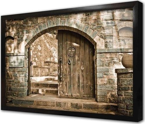 Ahşap Oyma Kapı Çerçeveli Cam Tablo 30x40 cm