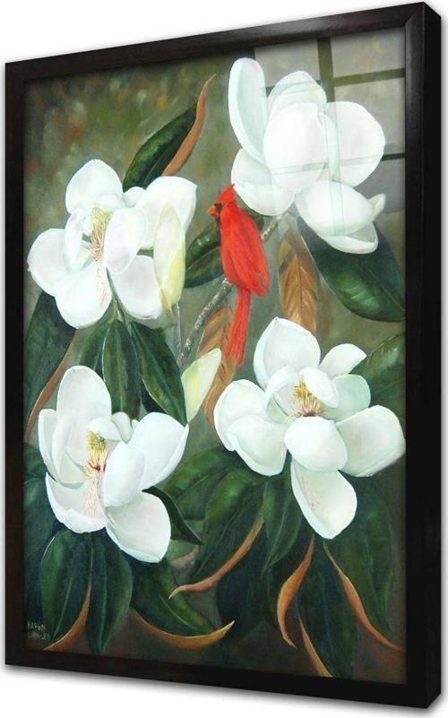 Çiçekler Çerçeveli Cam Tablo 20x30 cm