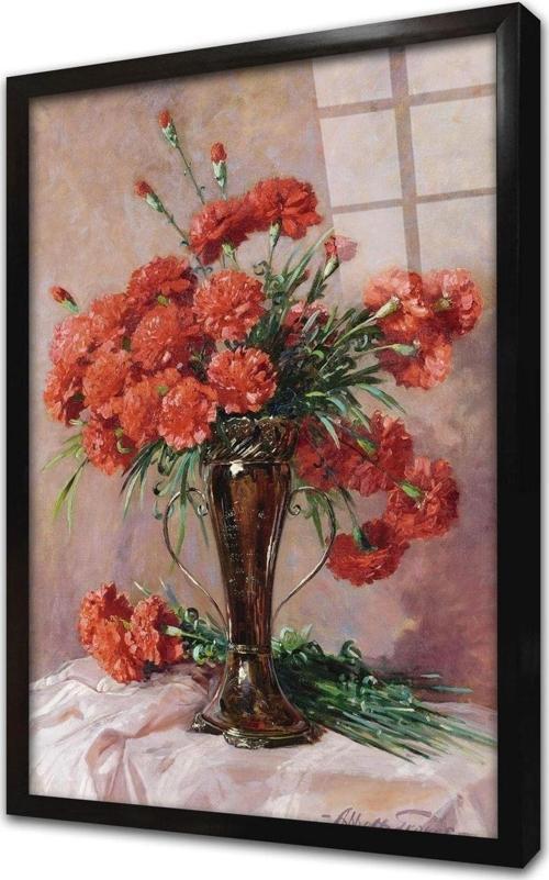 Vazoda Çiçekler Çerçeveli Cam Tablo 20x30 cm