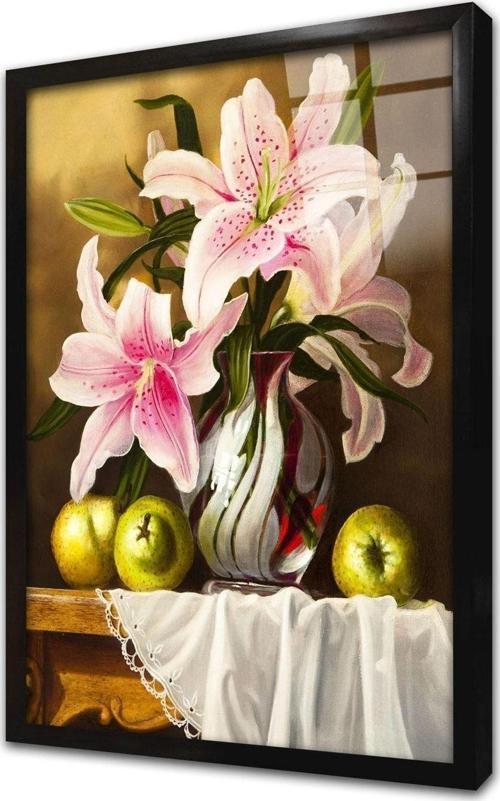 Çiçek Çerçeveli Cam Tablo 60x90 cm