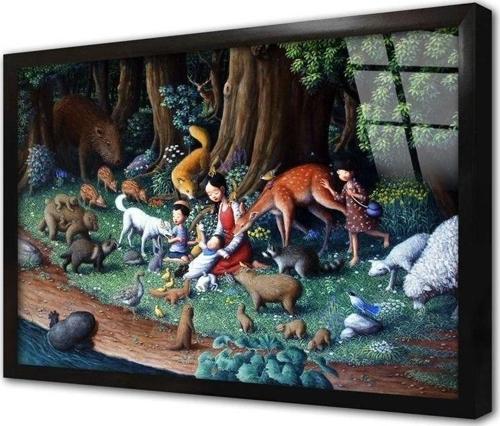 Çizgi Animasyon Çerçeveli Cam Tablo 20x30 cm
