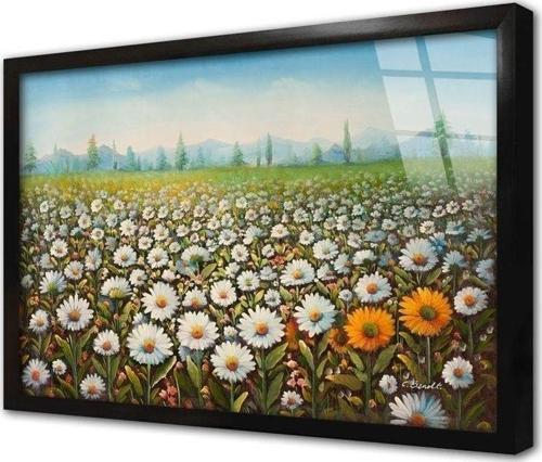 Papatya Tarlası Çerçeveli Cam Tablo 20x30 cm