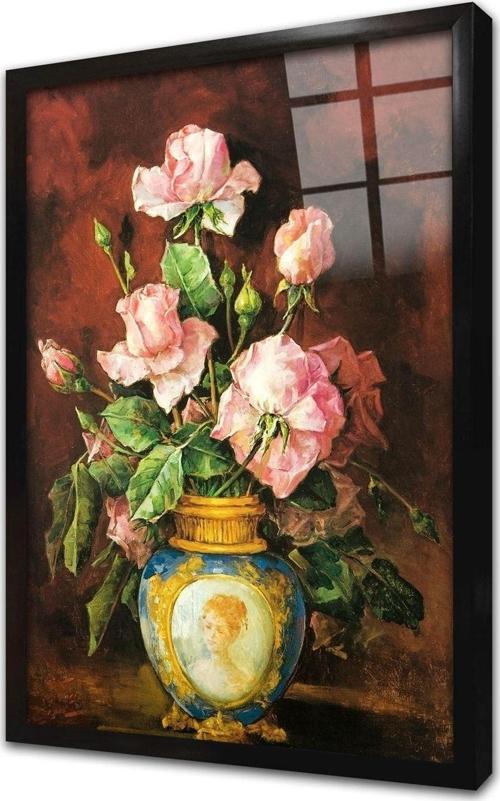 Vazoda Güller Çerçeveli Cam Tablo 20x30 cm