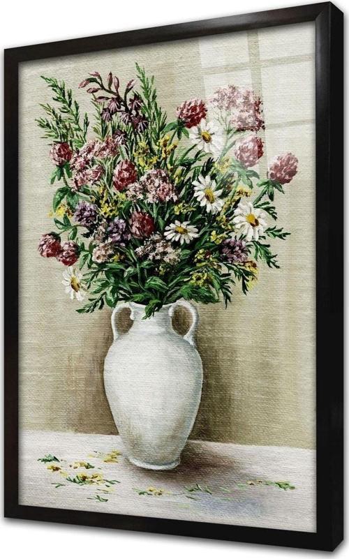 Vazoda Çiçekler Çerçeveli Cam Tablo 20x30 cm