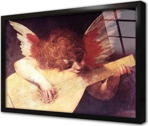 Saz Çalan Rafaelin Çerçeveli Cam Tablo 30x40 cm