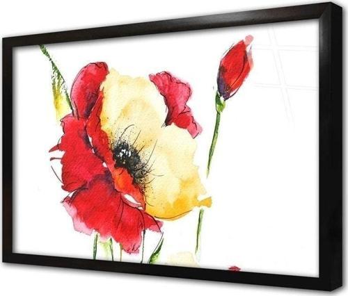 Kırmızı Çiçek Çerçeveli Cam Tablo 20x30 cm