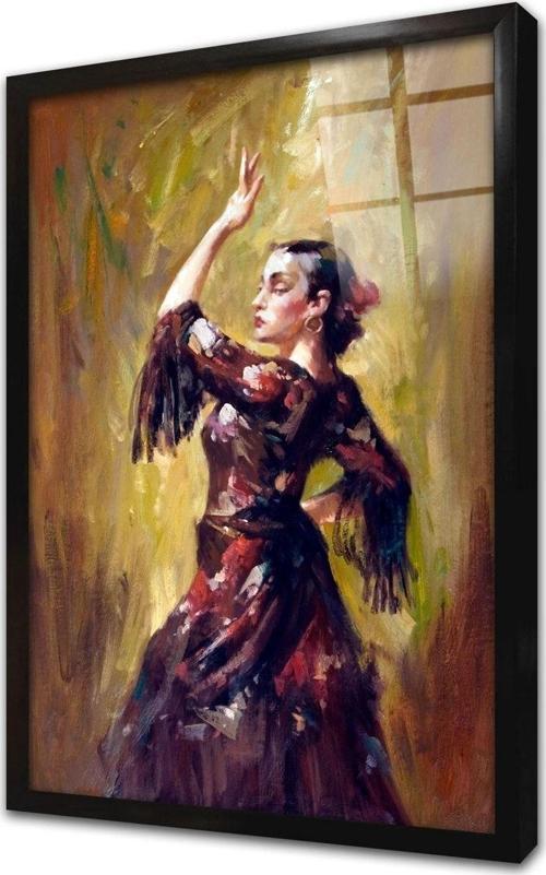 Siyah Giymiş Kadın Çerçeveli Cam Tablo 20x30 cm