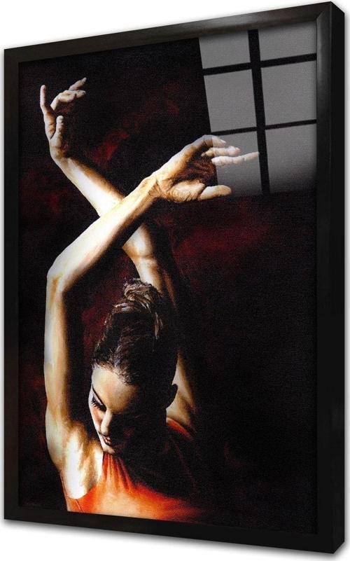 Kırmızı Giymiş Dansçı Kadın Çerçeveli Cam Tablo 20x30 cm