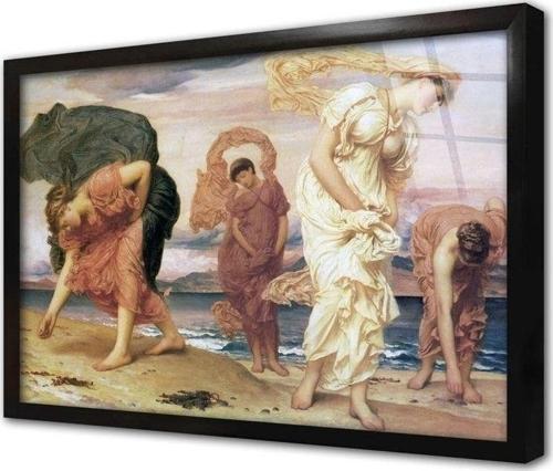 Kumsalda Kabuk Toplayan Kadınlar Çerçeveli Cam Tablo 30x40 cm