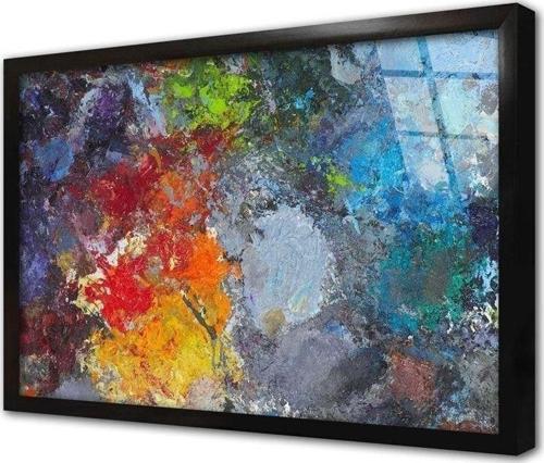 Rengarenk Soyut Çerçeveli Cam Tablo 20x30 cm