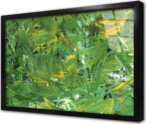 Yeşil Ve Sarı Soyut Çerçeveli Cam Tablo 20x30 cm