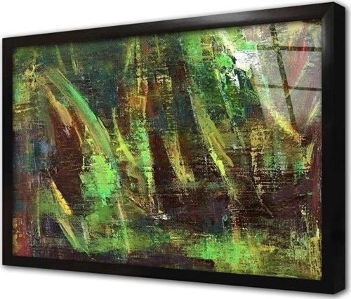 Siyah Ve Yeşil Soyut Çerçeveli Cam Tablo 20x30 cm