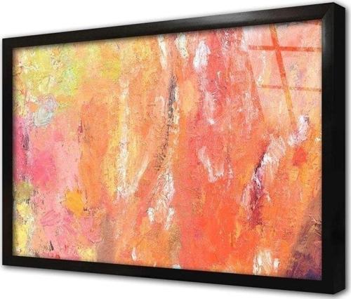 Turuncu Ve Sarı Soyut Çerçeveli Cam Tablo 20x30 cm