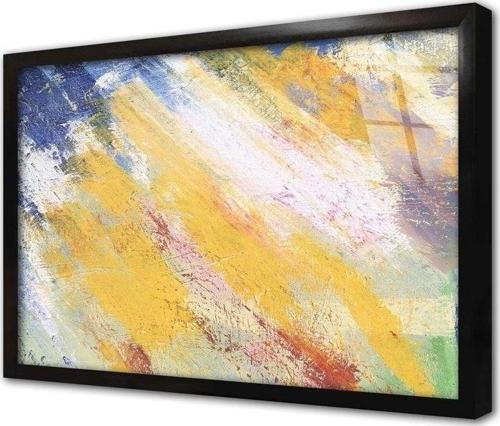 Mavi Ve Sarı Soyut Çerçeveli Cam Tablo 20x30 cm