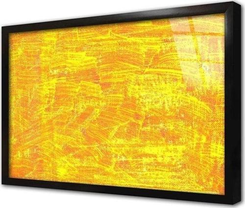 Sarı Soyut Çerçeveli Cam Tablo 20x30 cm