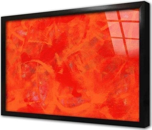 Kırmızı Soyut Çerçeveli Cam Tablo 20x30 cm