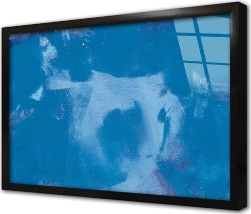 Mavi Soyut Çerçeveli Cam Tablo 20x30 cm