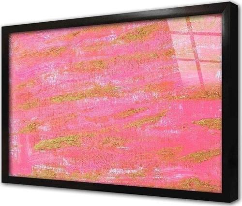 Pembe Soyut Çerçeveli Cam Tablo 20x30 cm