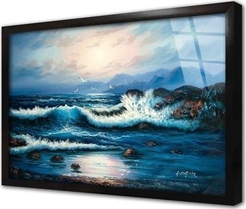Dalgalı Deniz Çerçeveli Cam Tablo 20x30 cm